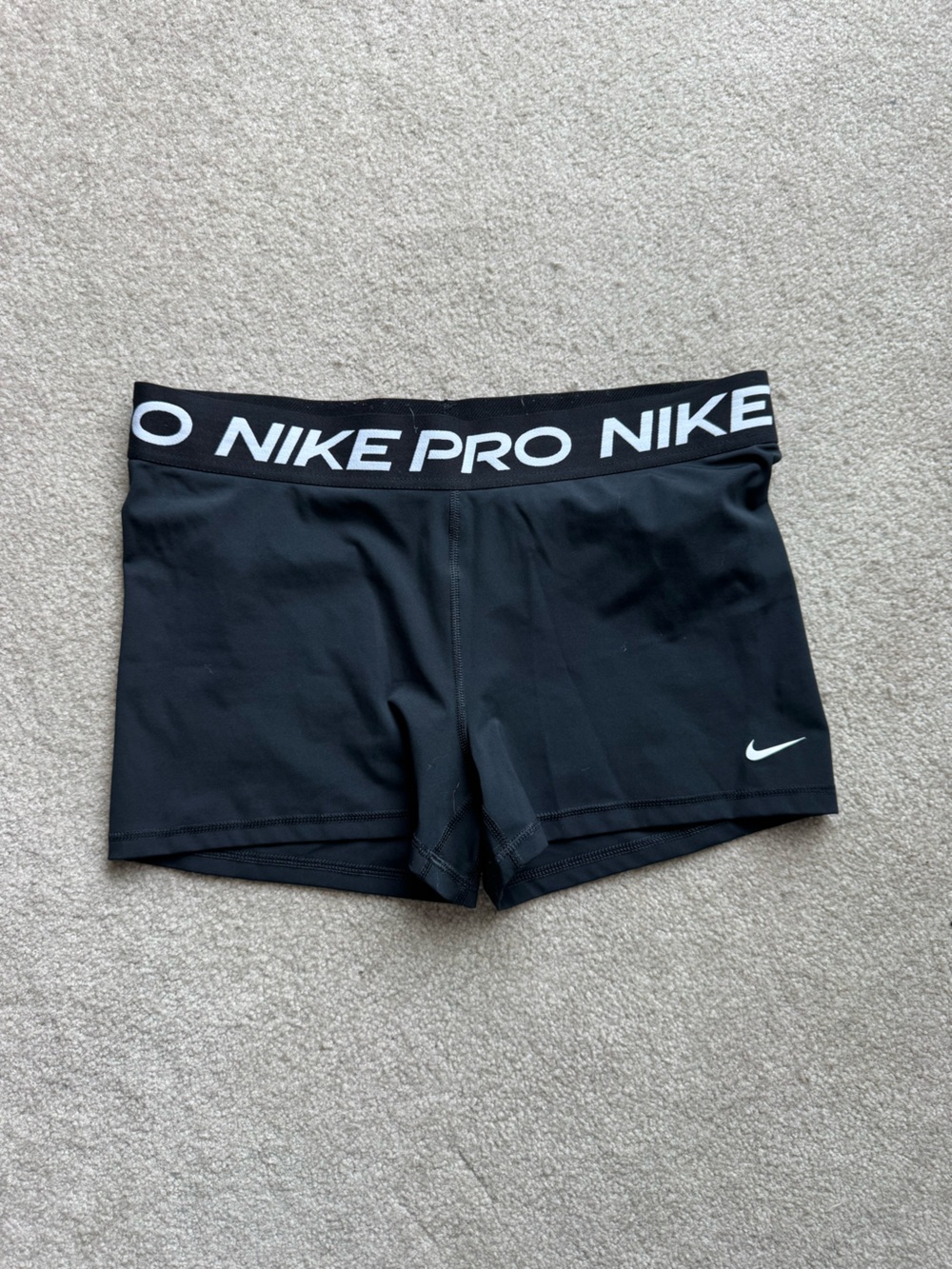 Nike Pro Black Women's Compression Shorts with White Swoosh